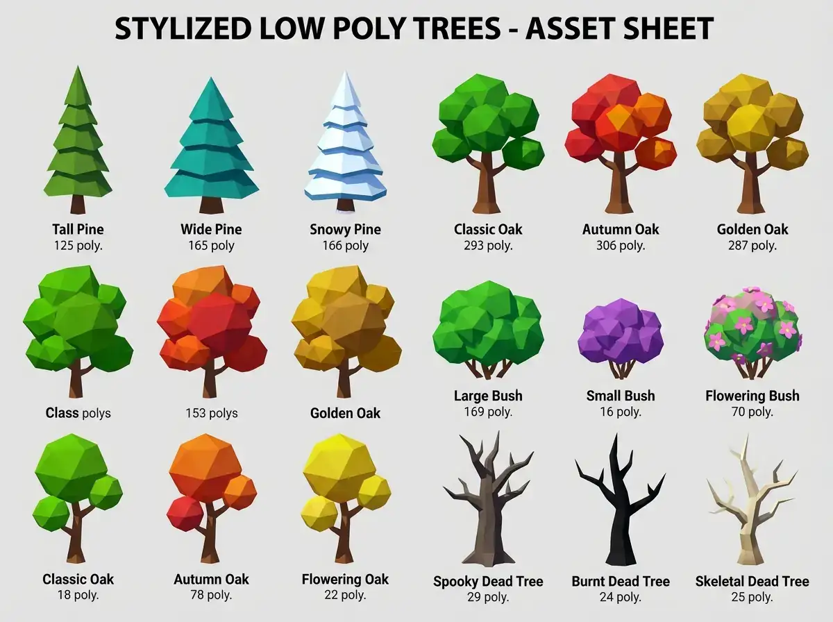 风格化 Low Poly 树木 (Foliage Kit)