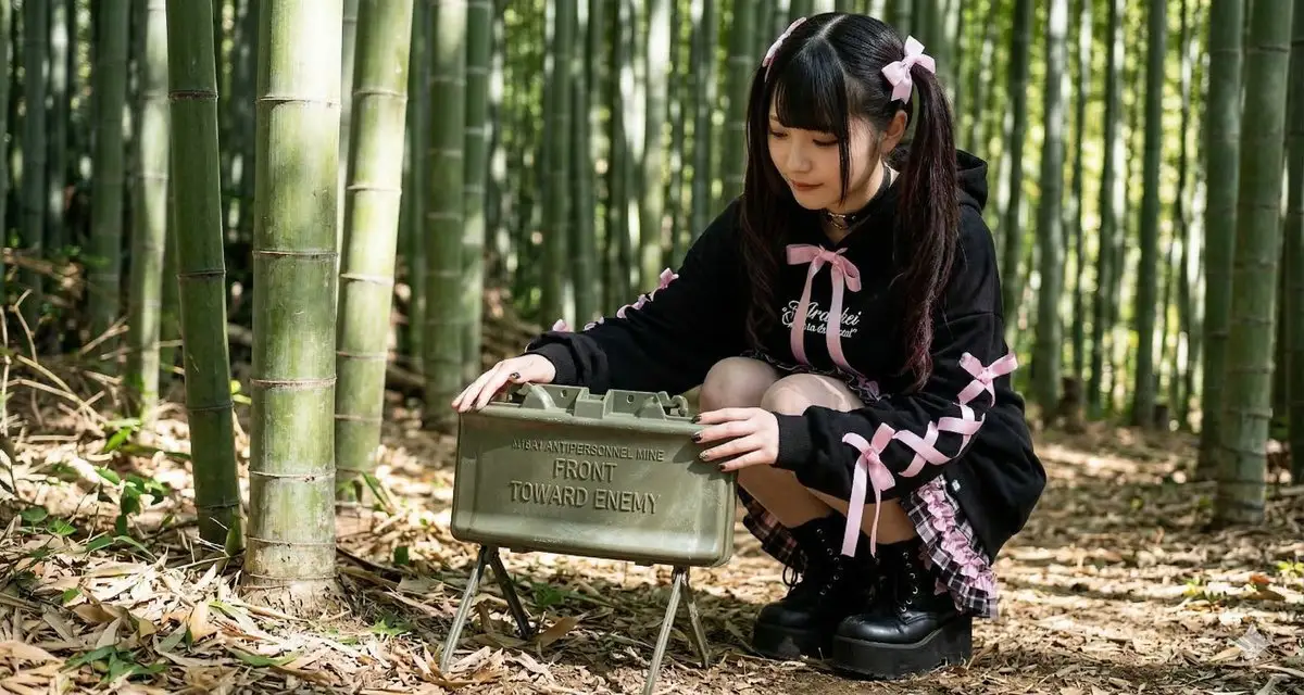 地雷系少女与阔剑地雷在竹林中