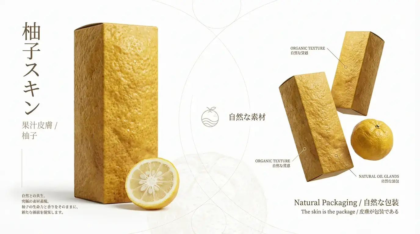 日式高端柚子皮肤包装概念:极简编辑风格产品海报