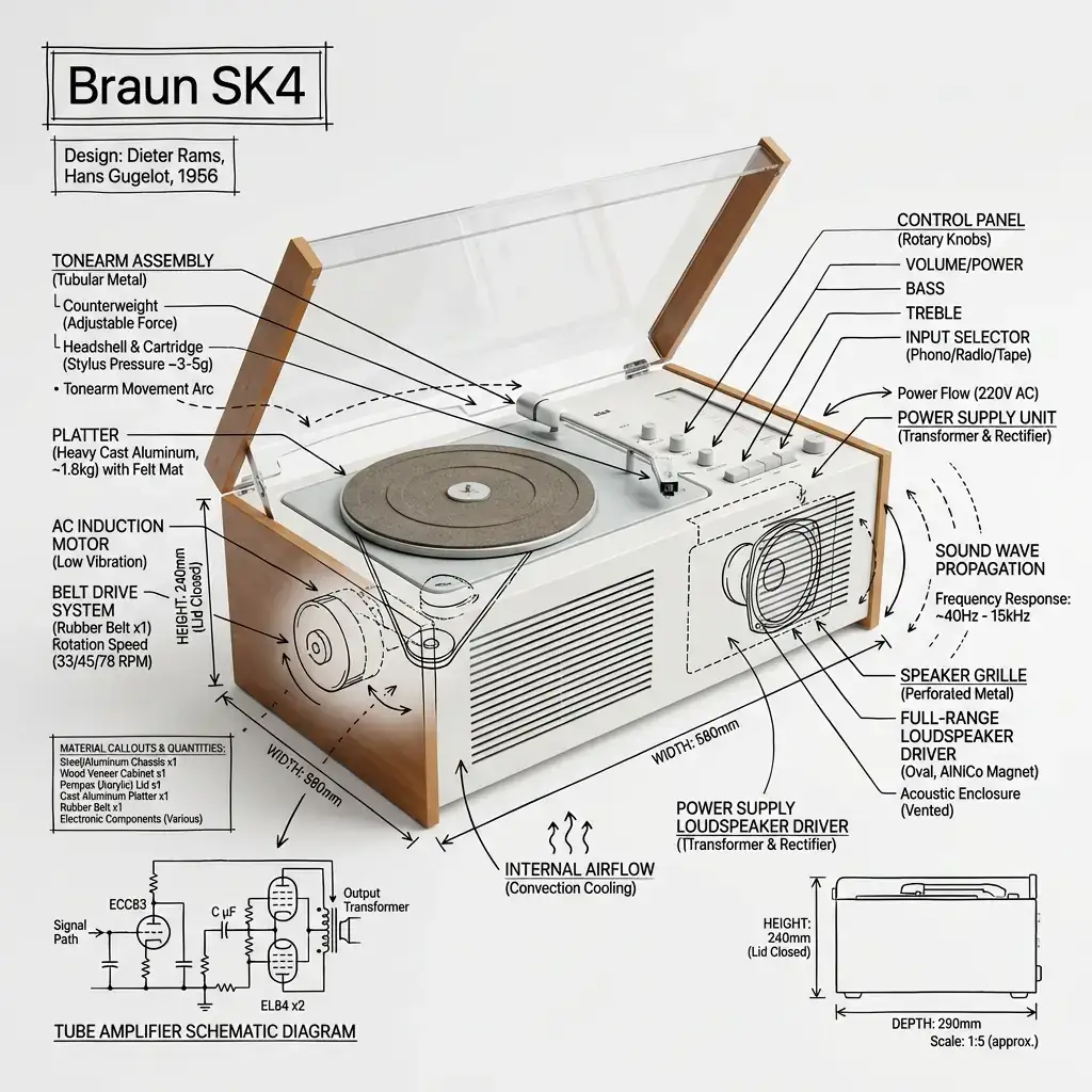 技术注释风格:经典博朗 SK4 留声机结构解析