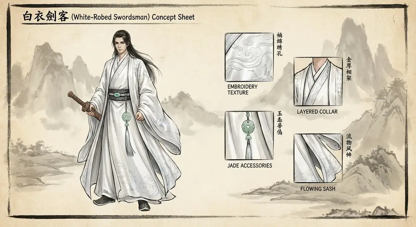 古风武侠服装版型图 (Traditional Costume Pattern)