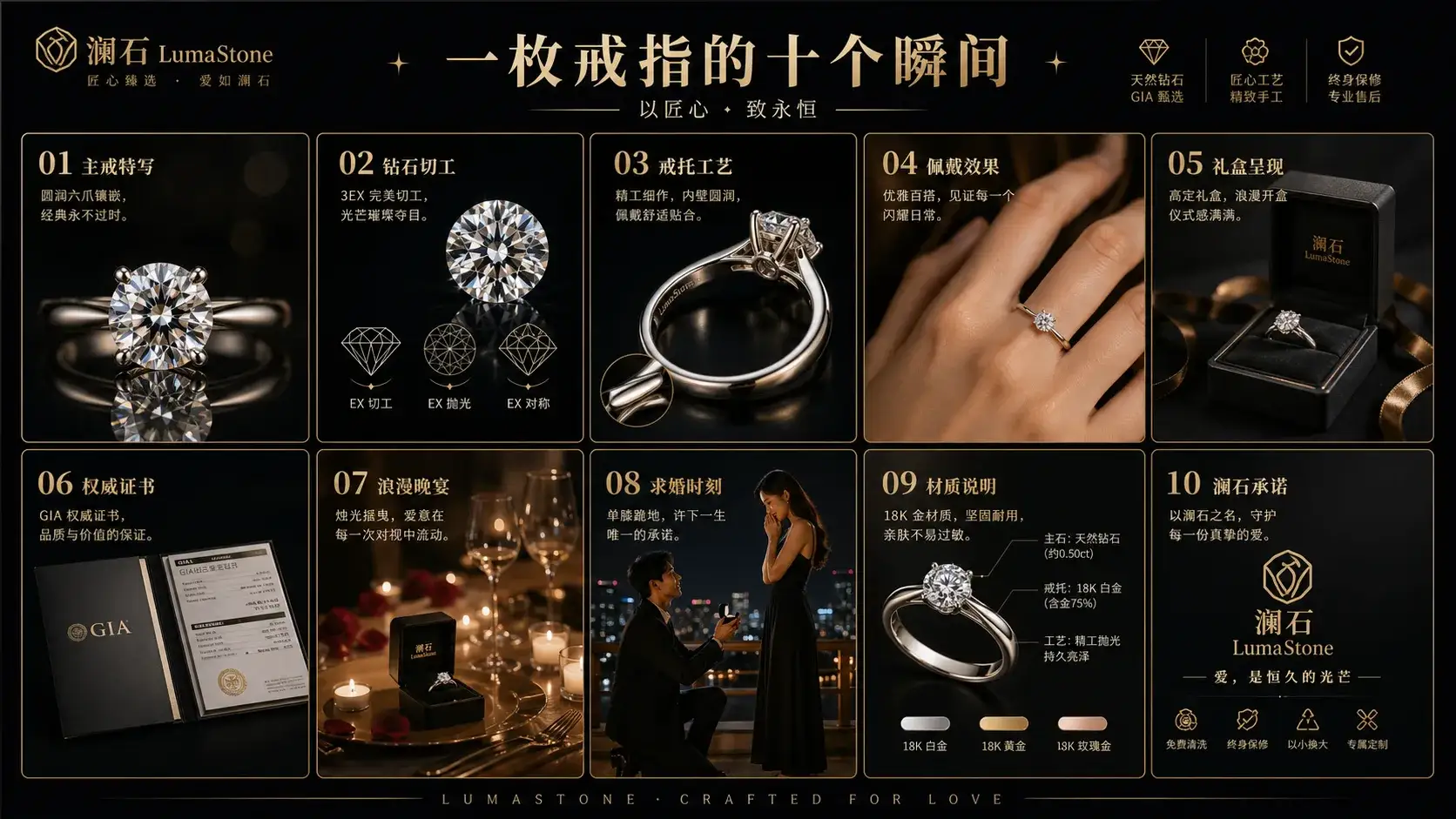 澜石钻戒十宫格珠宝海报