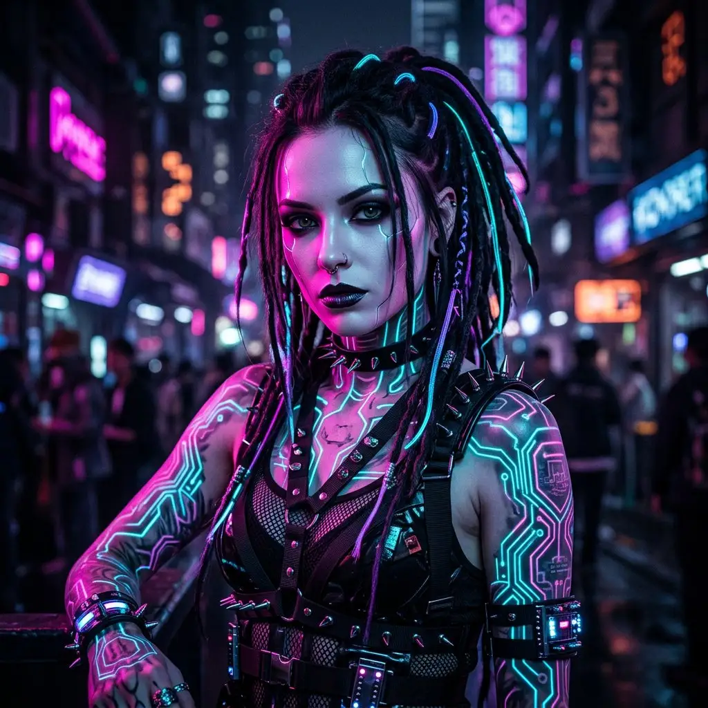 赛博朋克风赛博哥特女性肖像