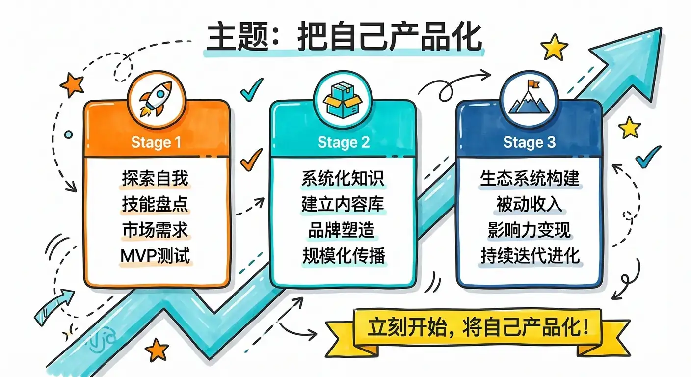 手绘商业思维导图:三阶段进阶路径