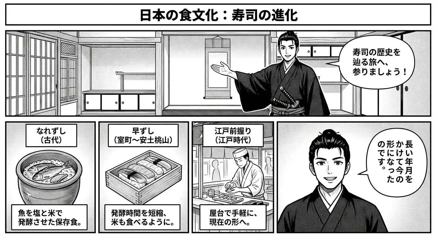 教育漫画风格:寿司的历史演变解析