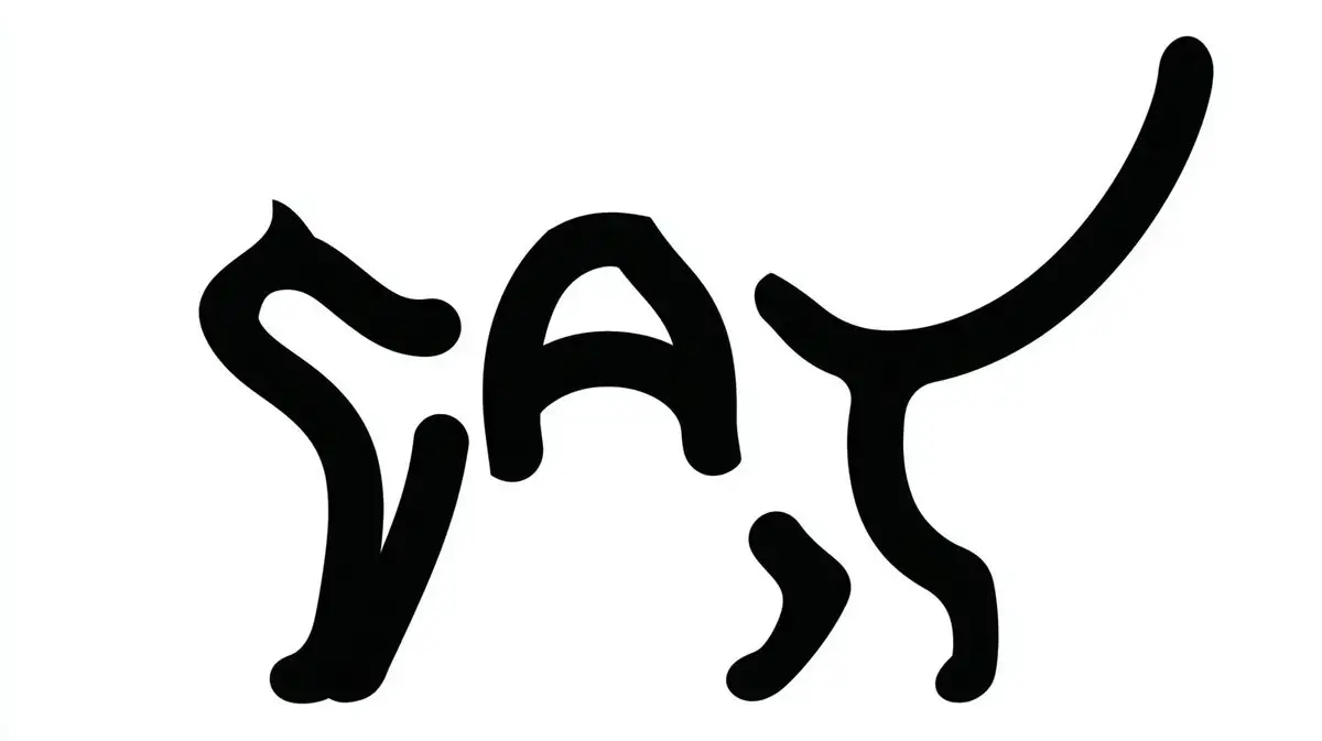 单色文字猫咪插画