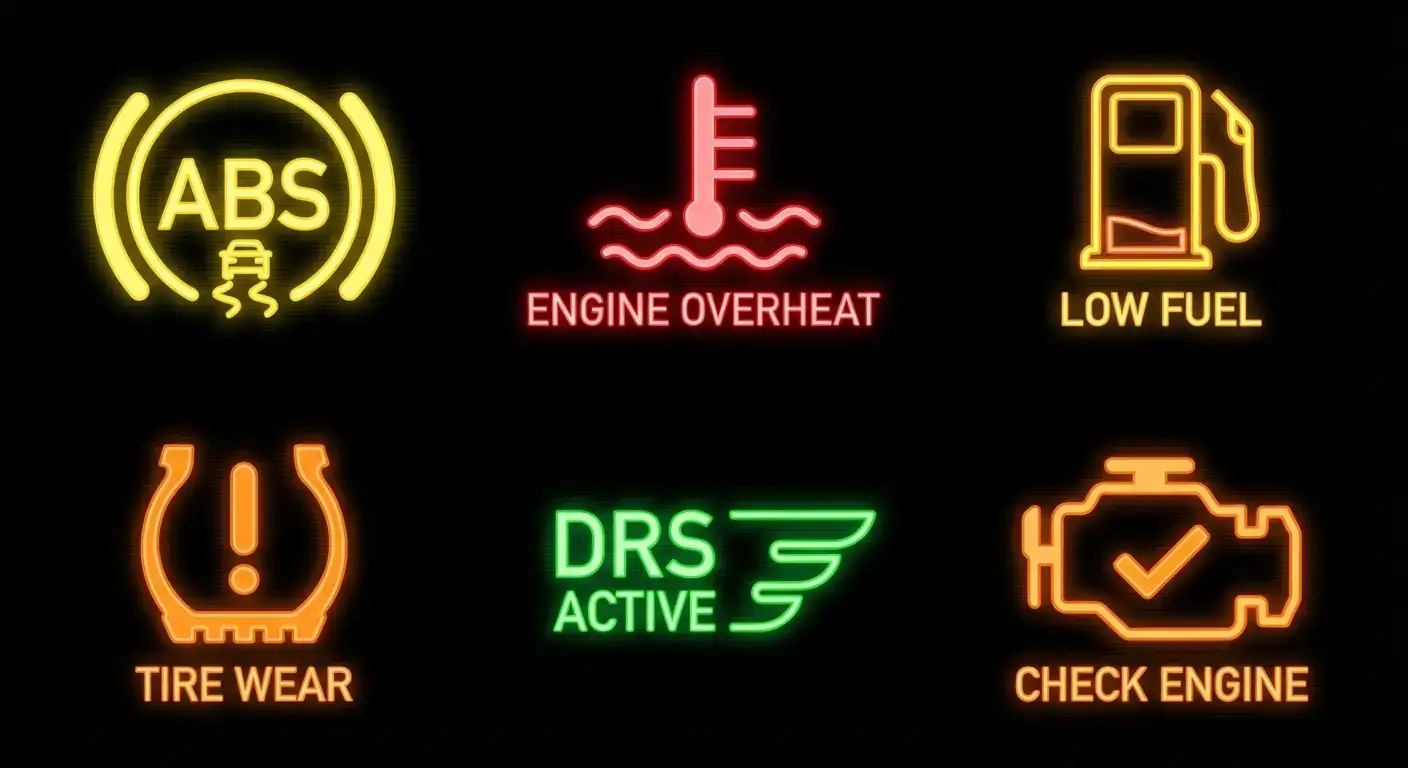 赛车游戏仪表盘警示灯 (Dashboard Warning Lights)