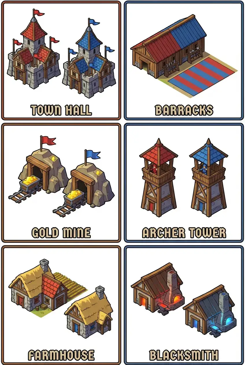 2.5D 策略游戏建筑 (Isometric Buildings)