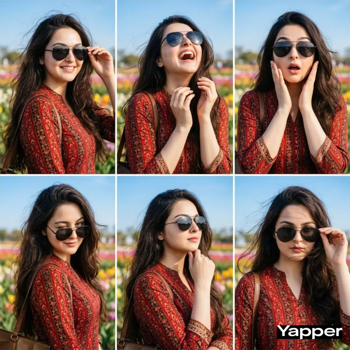 女性肖像拼贴画:多变表情