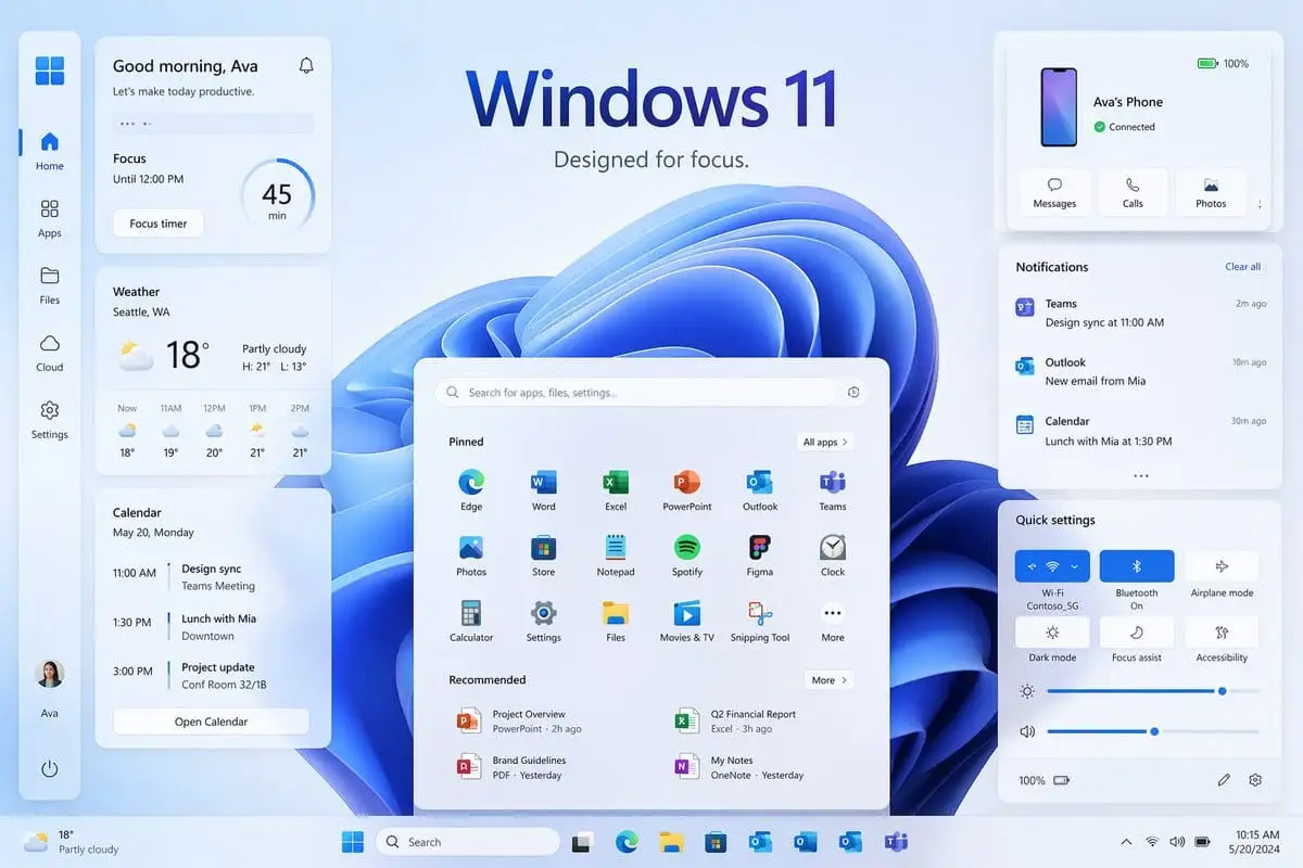 Windows 11 专注模式 | 精美 UI 概念展示