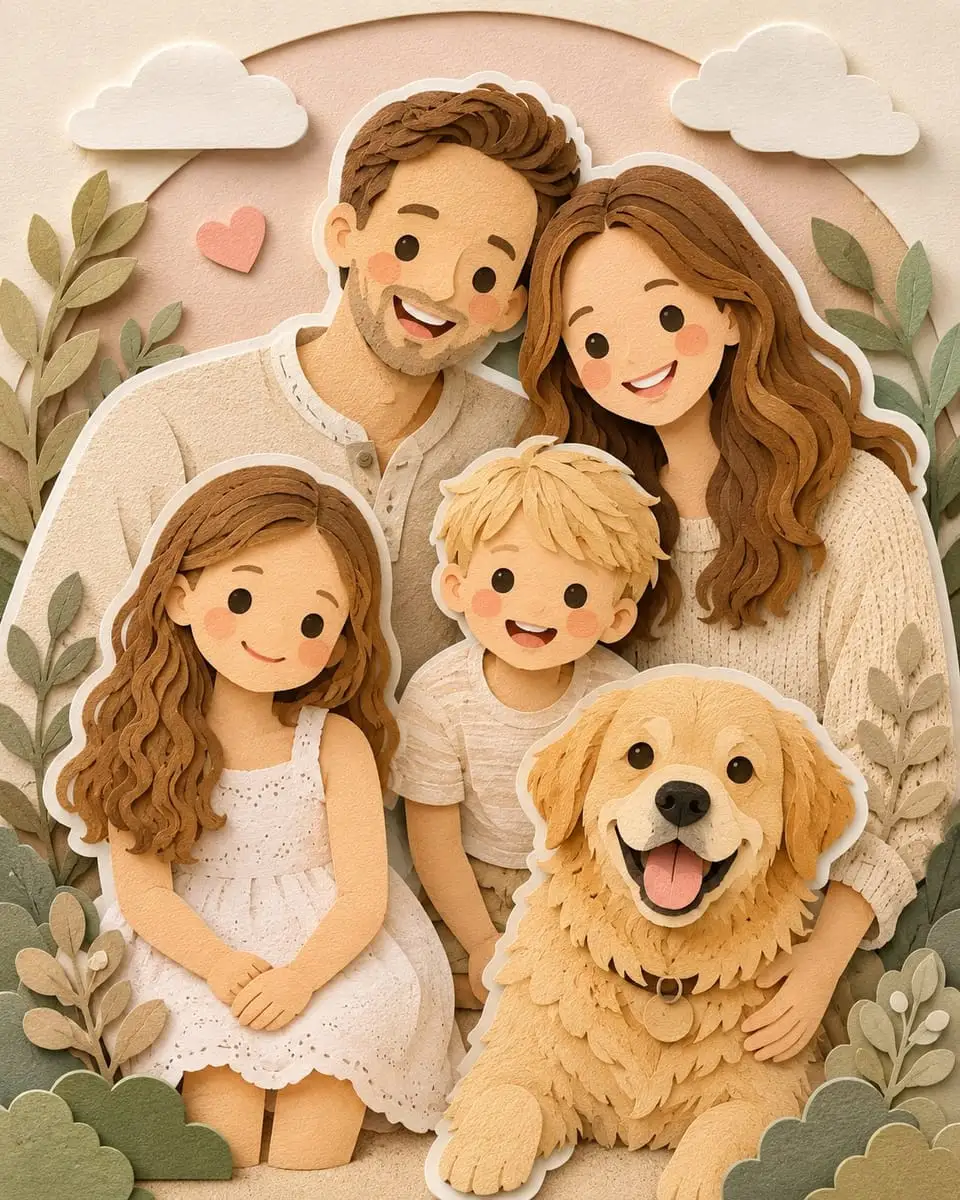 粉彩童话风·手工纸雕立体插画生成器