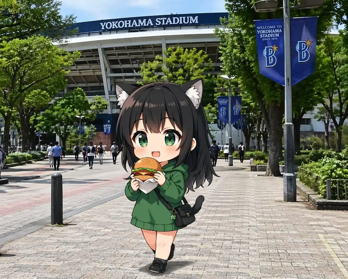 横滨体育场Q版猫娘:街拍动漫风