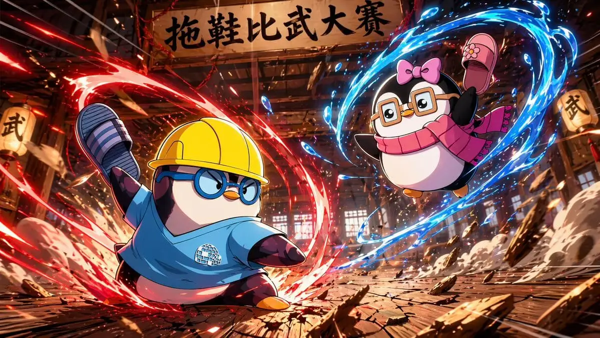 企鹅武道馆:拖鞋对决插画
