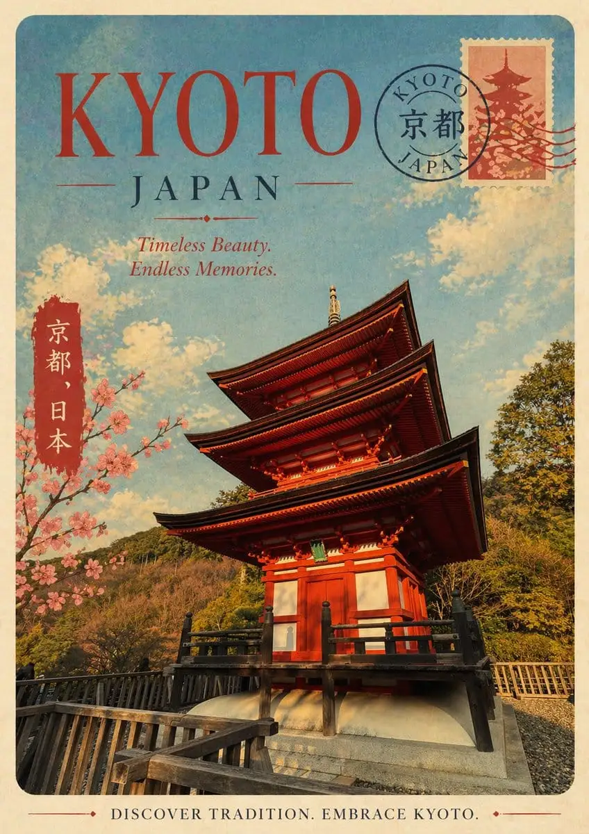 复古京都旅行海报 | 昭和风设计