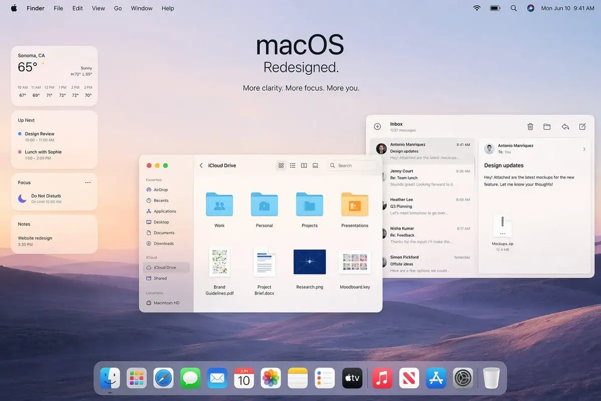 macOS 重新设计宣传桌面样机 | Apple 极简美学