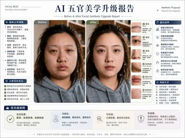 《AI五官美学升级报告》提示词