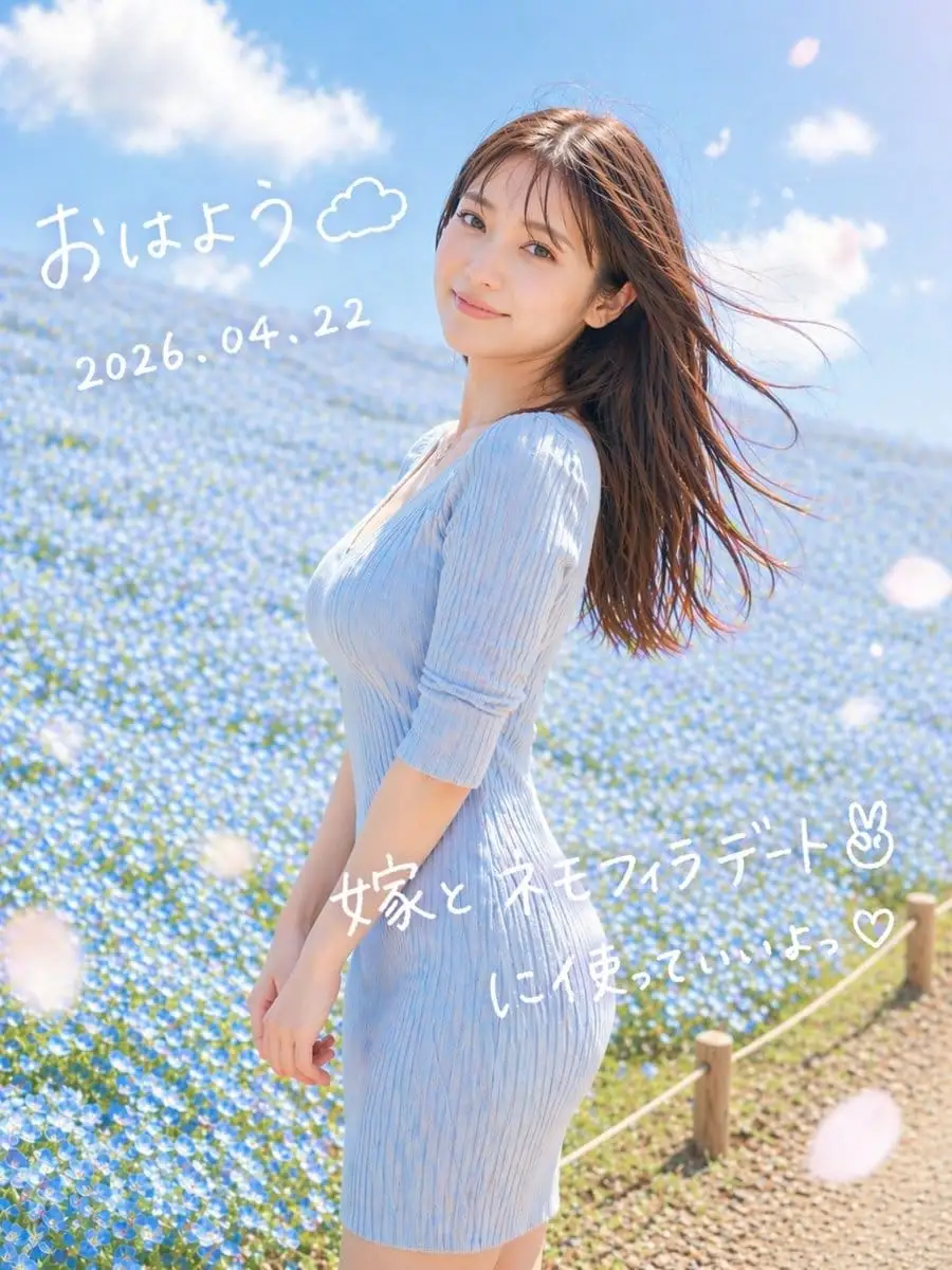 梦幻粉蝶花田人像 | 日系手写文字写真