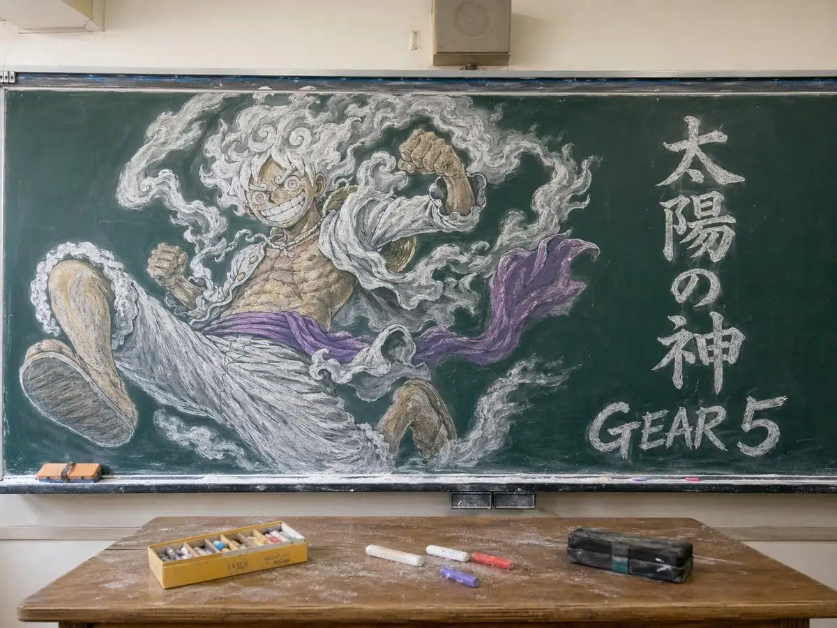 海贼王Gear5路飞黑板壁画 | 教室摄影级写实