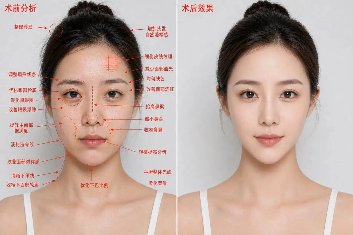 医美整形前后对比蓝图 | 术前术后案例展示图生成器