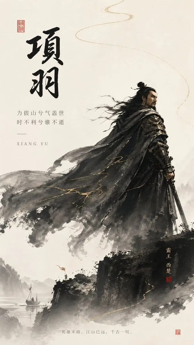 新中式极简项羽海报设计|东方美学视觉生成