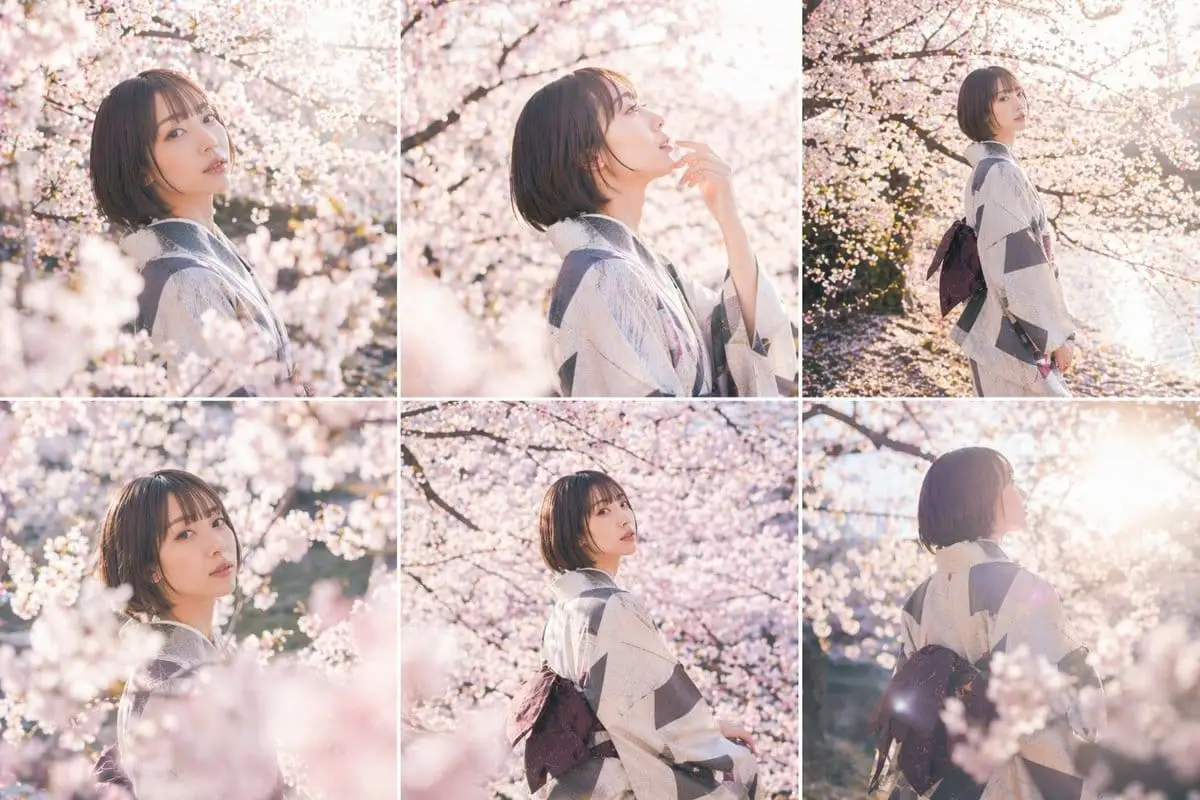 樱花和服人像拼图 | 春日逆光摄影