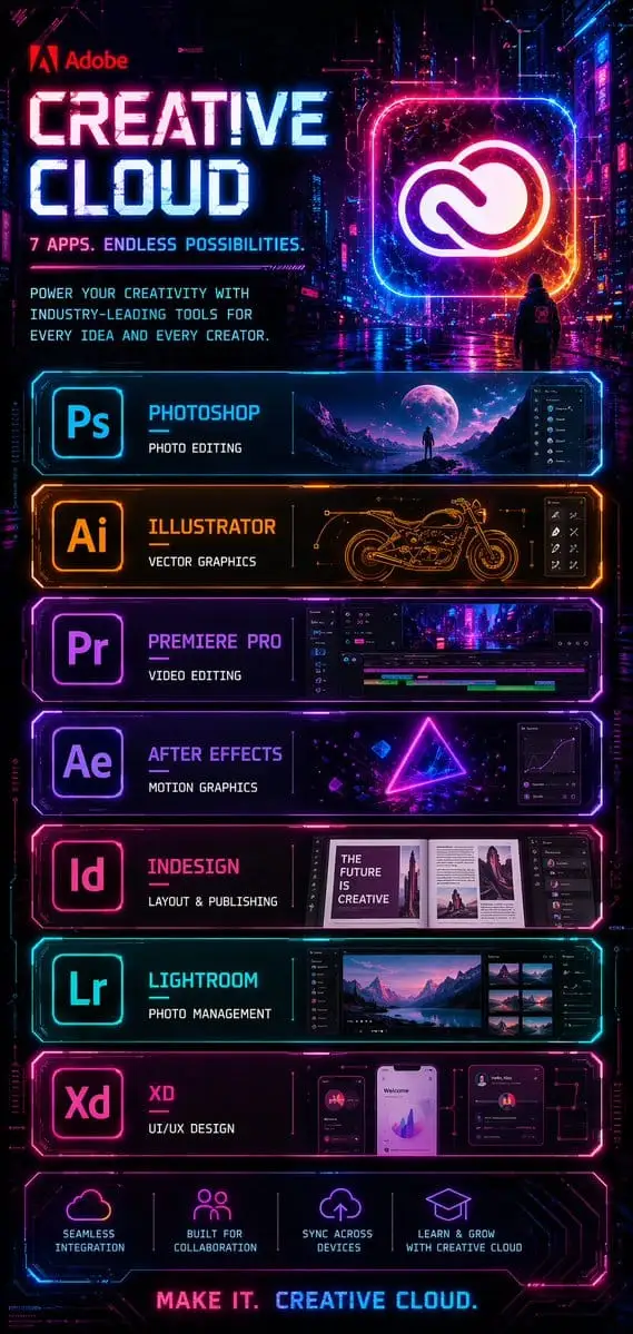 赛博朋克风 Adobe Creative Cloud 海报设计