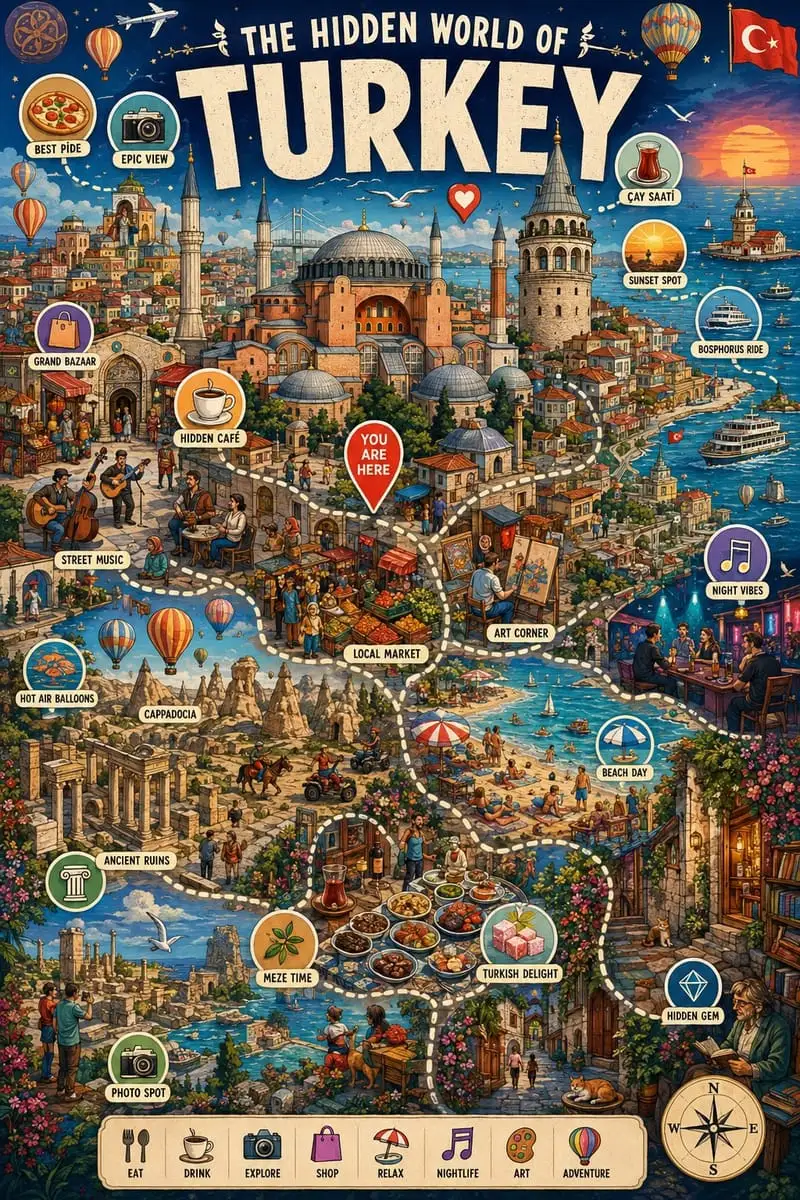 手绘城市探索信息图海报|微缩世界发现之旅
