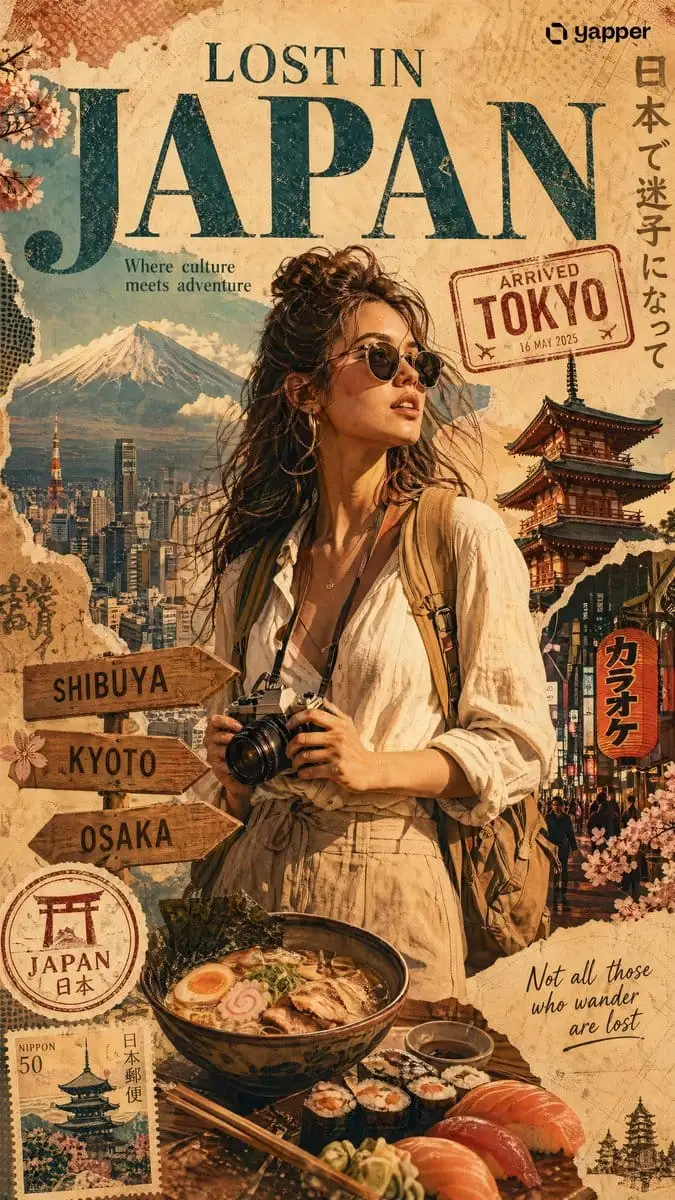 迷失日本 | 高级电影感旅行海报拼贴