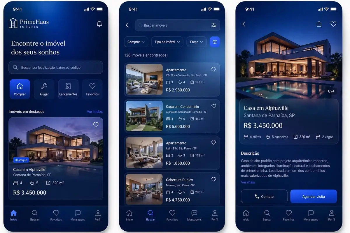 豪华房地产App UI设计稿 — 高端房源展示