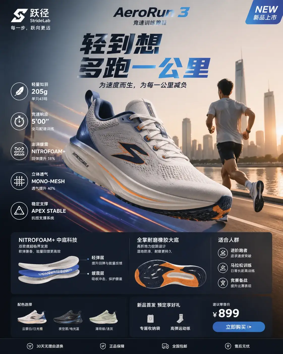 跃径跑鞋新品发布海报