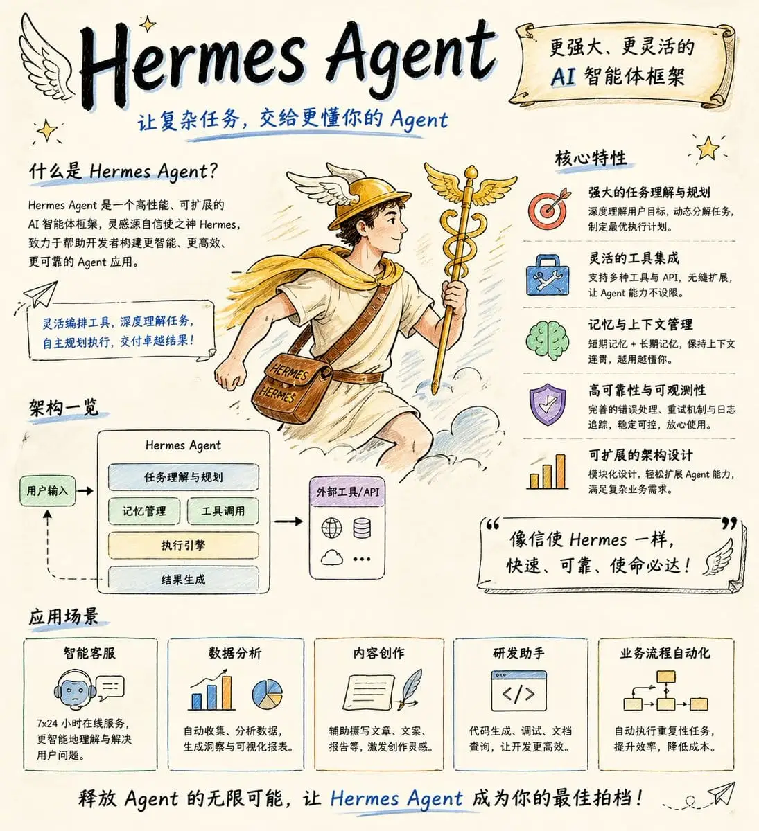 手绘风Hermes Agent海报生成器