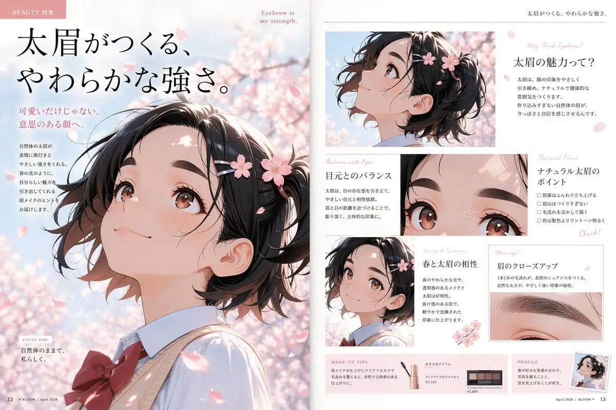 动漫美妆杂志眉妆专题排版
