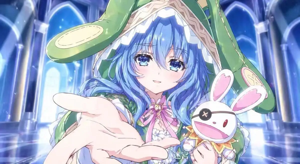 蓝发兔耳帽少女:梦幻教堂邀约插画