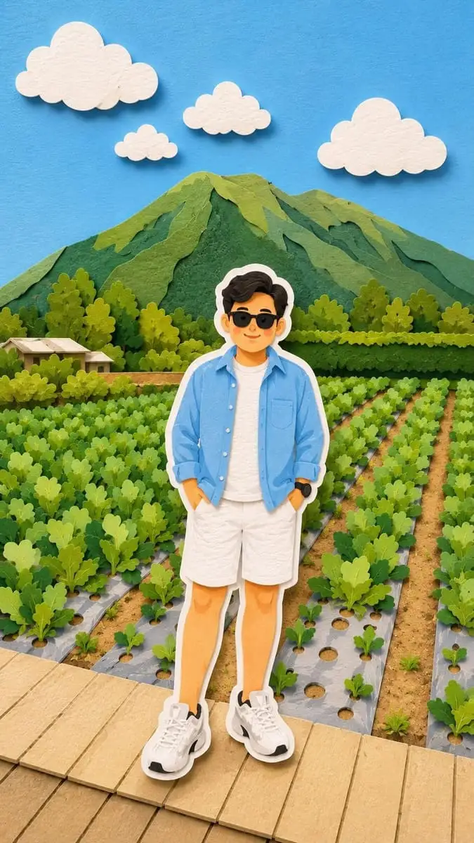 3D叠层纸雕童话场景:Q版少年少女旅行插画