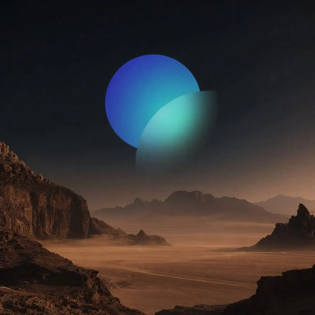 双星照耀·超现实科幻沙漠