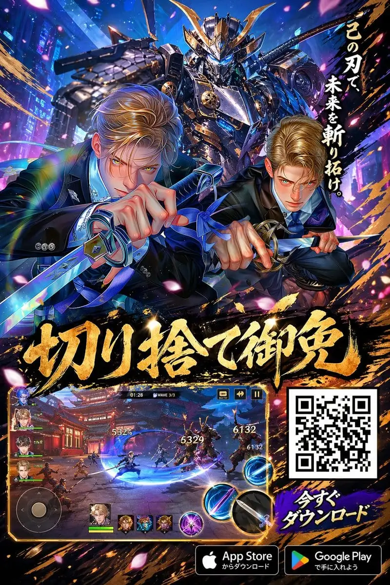 赛博武士抽卡RPG广告海报生成器