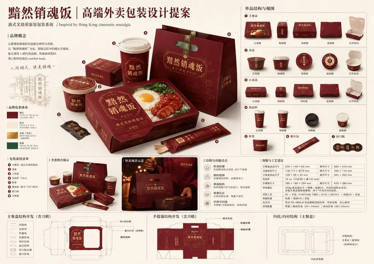 高端外卖包装设计全案:品牌视觉到量产落地一站式提案