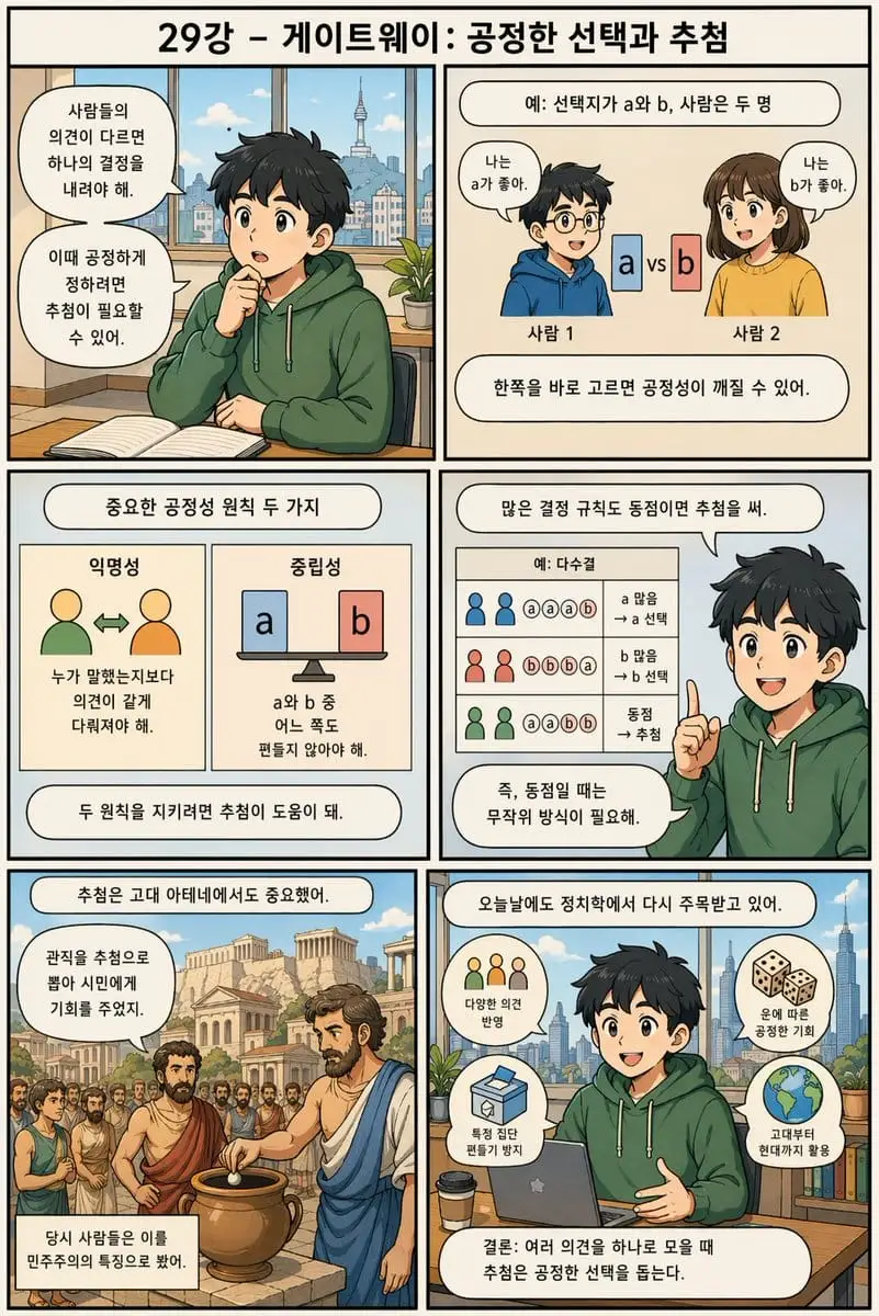 韩语教育信息图:公平选择与抽签
