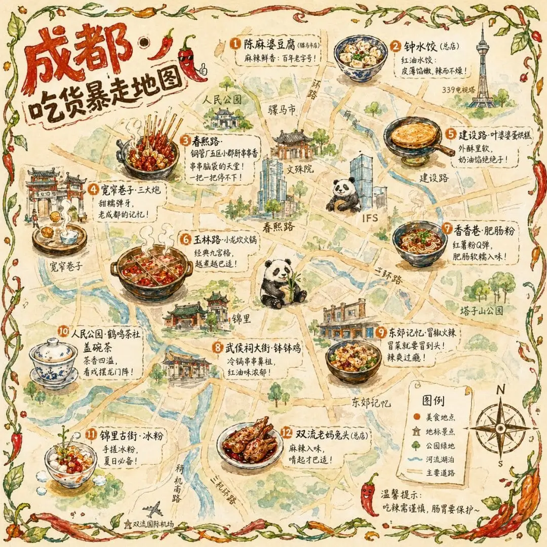 手绘城市美食地图:吃货暴走指南