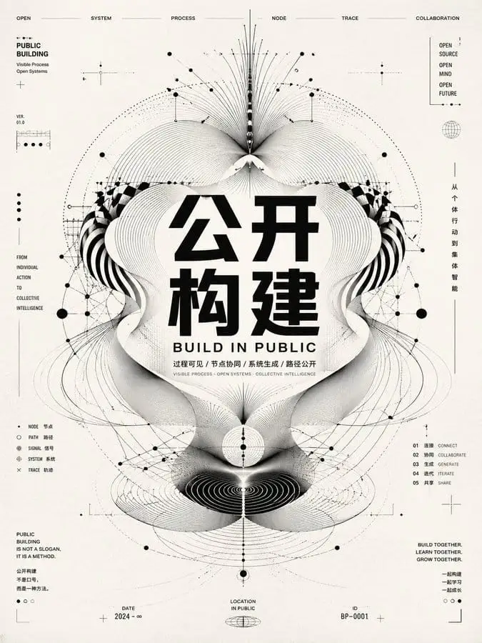 黑白光学抽象概念海报设计 | Op Art式视觉实验