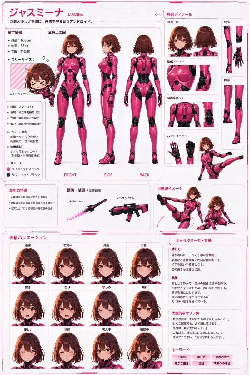 机器人女孩人物参考图生成器