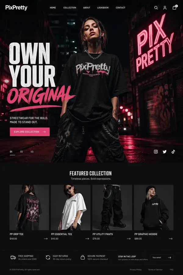 霓虹街头潮牌落地页 | OWN YOUR ORIGINAL