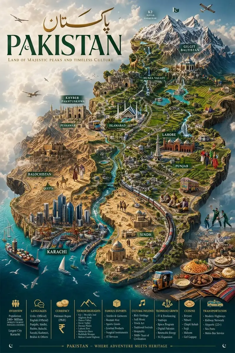 巴基斯坦·超写实奢华微缩地图海报
