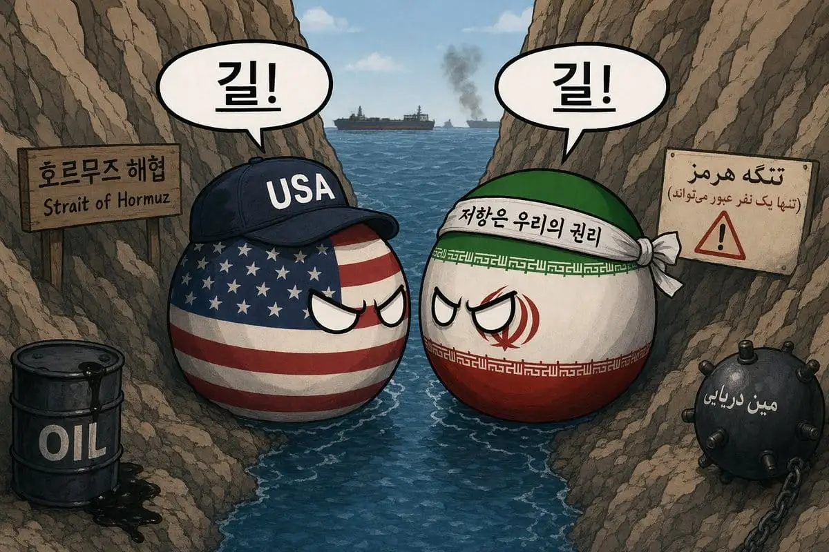 Countryball霍尔木兹海峡对峙插画