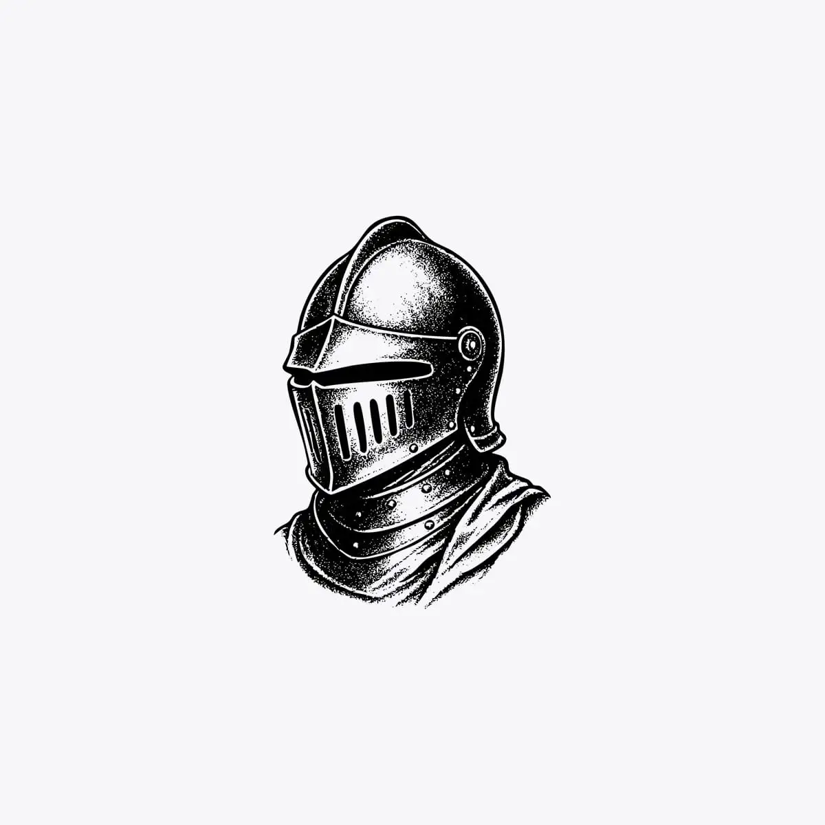 复古雕刻骑士头盔 · 极简徽章风插图