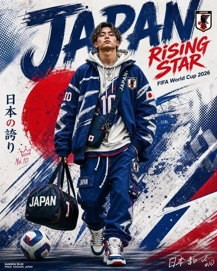 2026世界杯日本队潮流足球海报设计