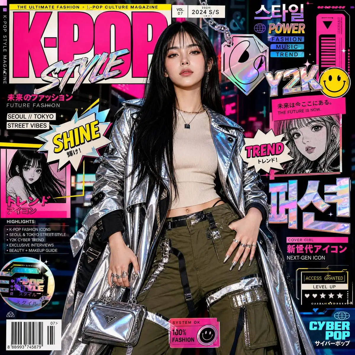 未来街头风Kpop杂志封面|赛博时尚AI大片