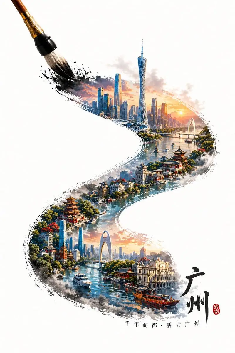 墨韵羊城·微观立体海报