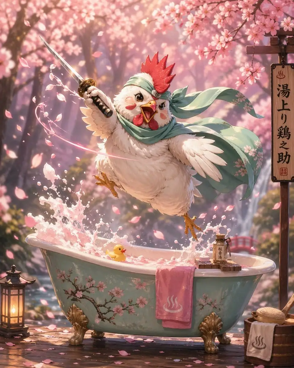 武士鸡:樱花斩击肖像