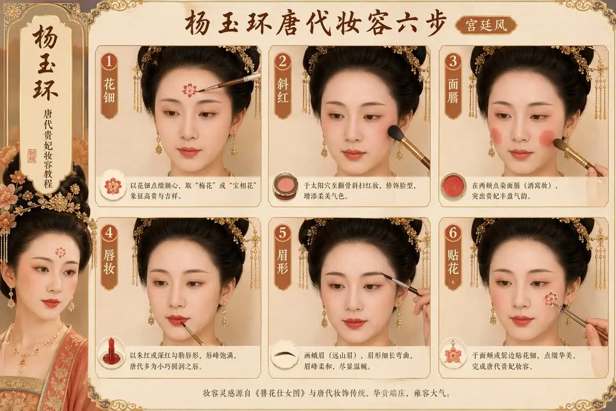 杨玉环同款·大唐六步惊艳宫廷妆指南